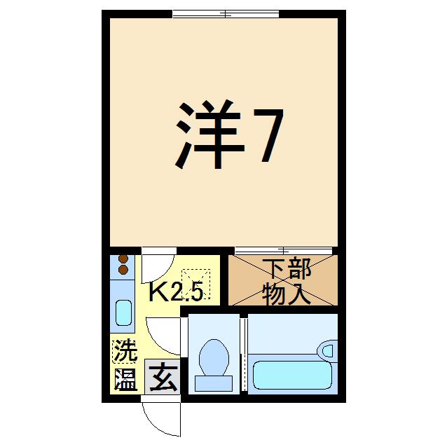 上越新幹線 長岡駅 車で15分 2階建 築29年(1K/1階)の間取り写真