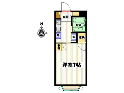 ミラクローネ上向台 A棟(1K/1階)の間取り写真