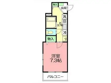 アクアコート(1K/1階)の間取り写真