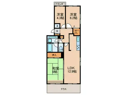 パークノヴァ亀の井(3LDK/2階)の間取り写真