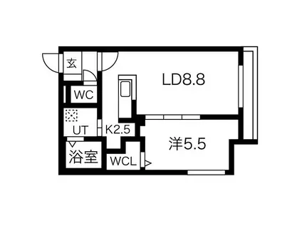 ALPHA中島公園(1LDK/2階)の間取り写真
