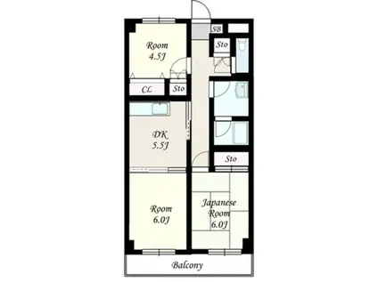 GARDEN HILLS URAWA(3DK/1階)の間取り写真