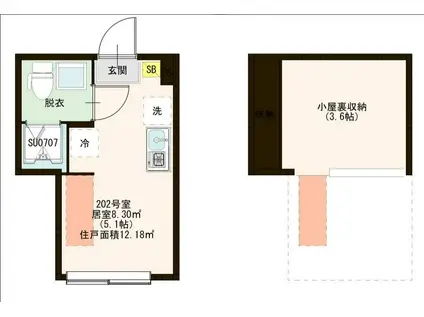 アーバンスカイ六郷(ワンルーム/2階)の間取り写真