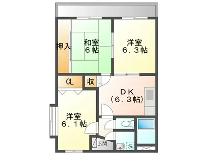 ユーミーK1(3LDK/1階)の間取り写真