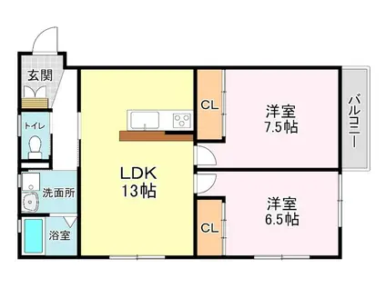 草津OMパレス(2LDK/1階)の間取り写真