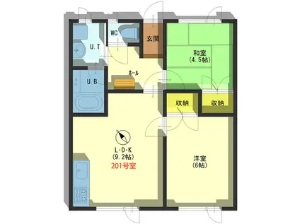 グリーンハイツ(2LDK/2階)の間取り写真