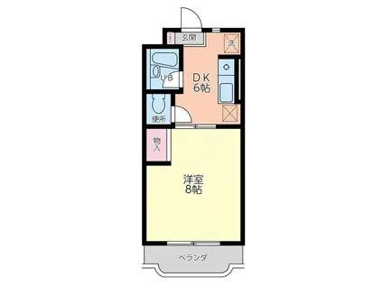 エレガントライフI(1DK/2階)の間取り写真