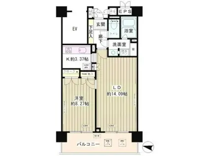 マーシュフィールド四番町(1LDK/10階)の間取り写真