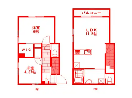ヒルズ鶴峯(2LDK/1階)の間取り写真