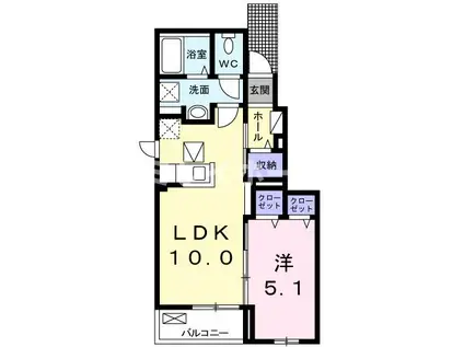 サニーベールK(1LDK/1階)の間取り写真