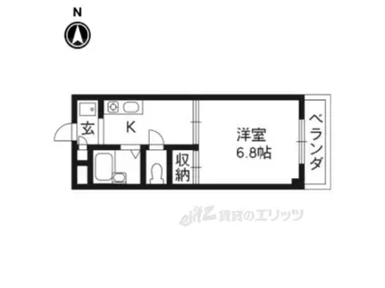 リバーサイド西牧野(1K/2階)の間取り写真