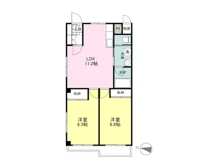 AQUA CROSS(2LDK/2階)の間取り写真