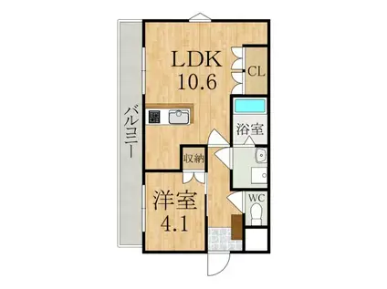 ピアコート木原II(1LDK/2階)の間取り写真