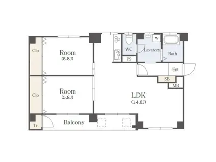 レスポアール大口(2LDK/1階)の間取り写真