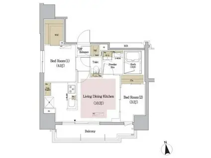 アーバネックス新御徒町(2LDK/8階)の間取り写真