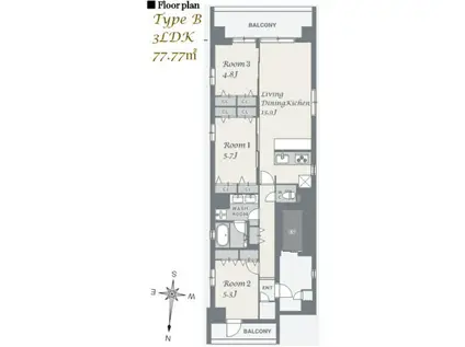 スプランディッド品川DUE(3LDK/7階)の間取り写真