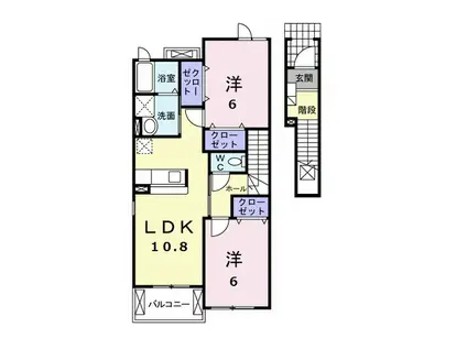 ホワイトリリーB(2LDK/2階)の間取り写真