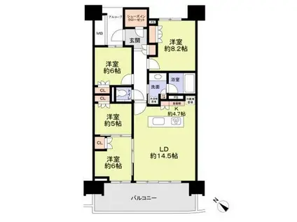 HARUMI FLAG VILLAGE(4LDK/9階)の間取り写真