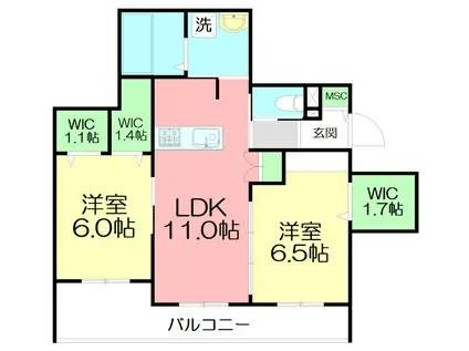 VILLA LUCIOLAII(2LDK/2階)の間取り写真