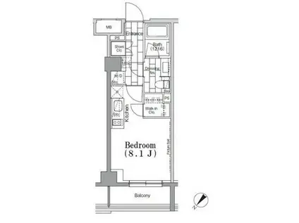 ワンルーフフラット月島(ワンルーム/7階)の間取り写真