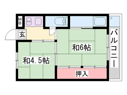 ビレッジハウス中富(2K/4階)の間取り写真