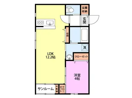 レデス関屋恵町(1LDK/1階)の間取り写真