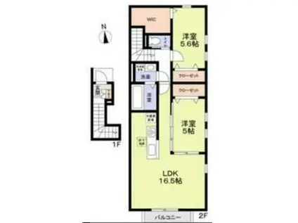 LUMIERE(2LDK/2階)の間取り写真