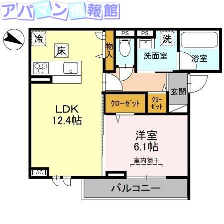 プリュニエ(1LDK/1階)の間取り写真