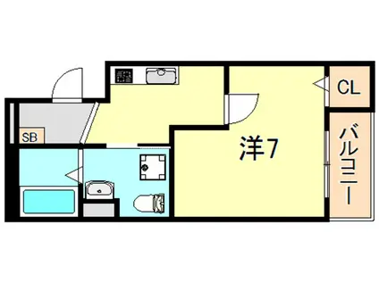 ルアナ新神戸(1K/3階)の間取り写真