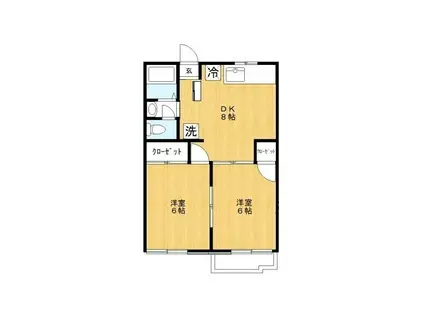 エクセレントヴィラ(2DK/1階)の間取り写真