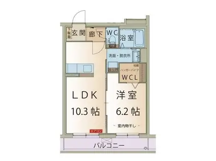 アステローぺ(1LDK/1階)の間取り写真
