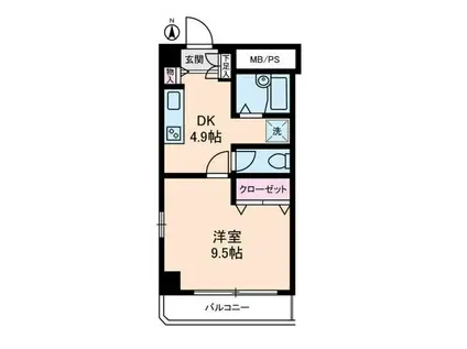 ダイヤモンドレジデンス白河(ワンルーム/5階)の間取り写真