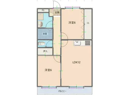 レジデンス エルドラド II(2LDK/3階)の間取り写真