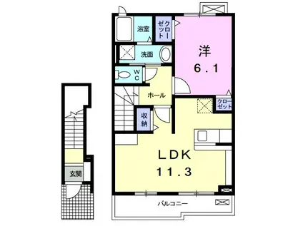エレガンシア(1LDK/2階)の間取り写真