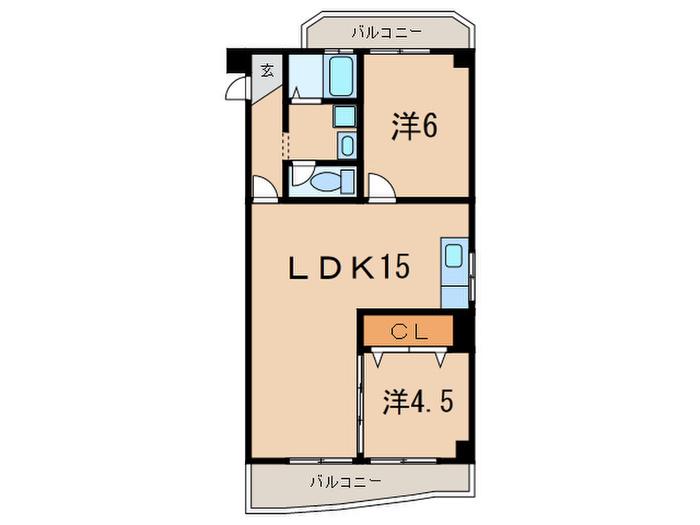 LA096(2LDK/2階)の間取り写真
