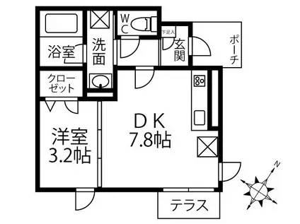 シリウス恋ヶ窪(1DK/1階)の間取り写真