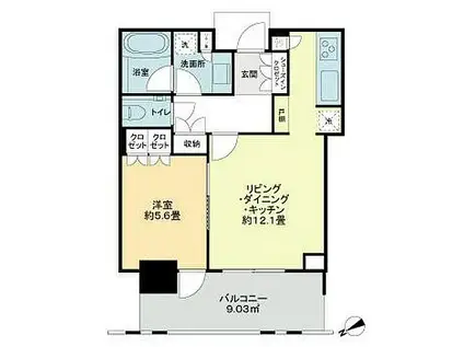 パークコート六本木ヒルトップ(1LDK/5階)の間取り写真