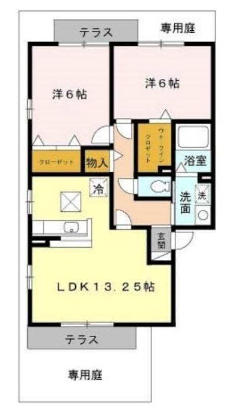 ファミール寿(2LDK/1階)の間取り写真