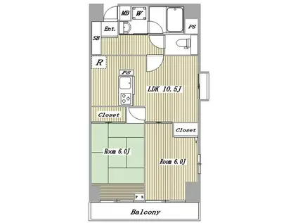 クレストコーポ(2LDK/3階)の間取り写真