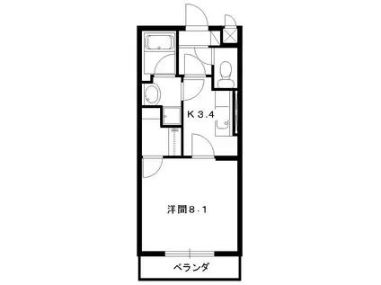 ARIES GARDEN(1K/2階)の間取り写真