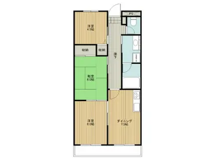 ヒルグレイス武蔵野(3DK/1階)の間取り写真