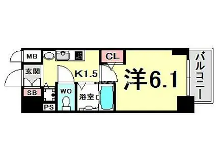 プレサンス神戸西スパークリング(1K/9階)の間取り写真