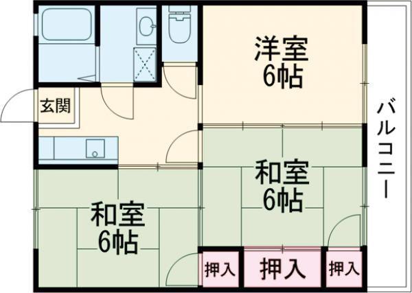 沢田コーポI番館(3K/2階)の間取り写真