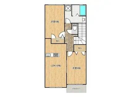 リベール芳田(2LDK/2階)の間取り写真