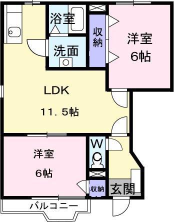 スターハイツ(2LDK/1階)の間取り写真
