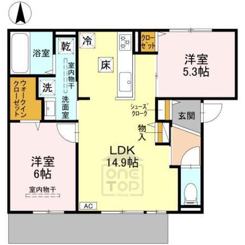 D-RESIDENCE下田部A棟(2LDK/1階)の間取り写真