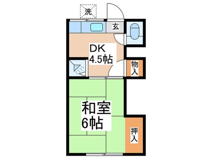タイヨウ荘(1DK/2階)の間取り写真