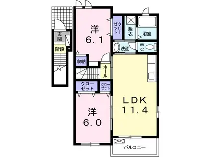 フルールB(2LDK/2階)の間取り写真
