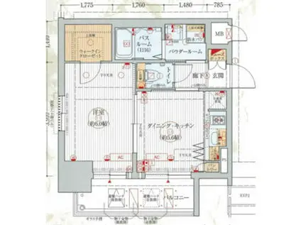 エステムプラザ名古屋駅前プライムタワー(1DK/9階)の間取り写真