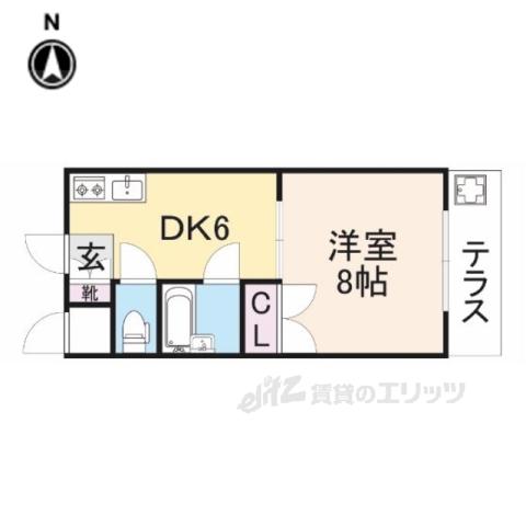 シャンクレール小桜(1DK/1階)の間取り写真